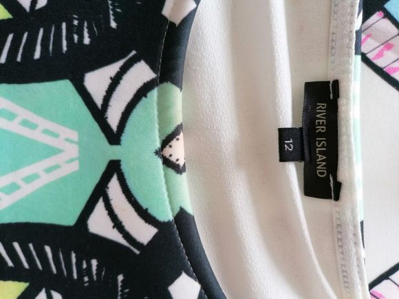 River Island Dress Size 12 Bodycon Cream Black Pastels - Picture 3 of 11